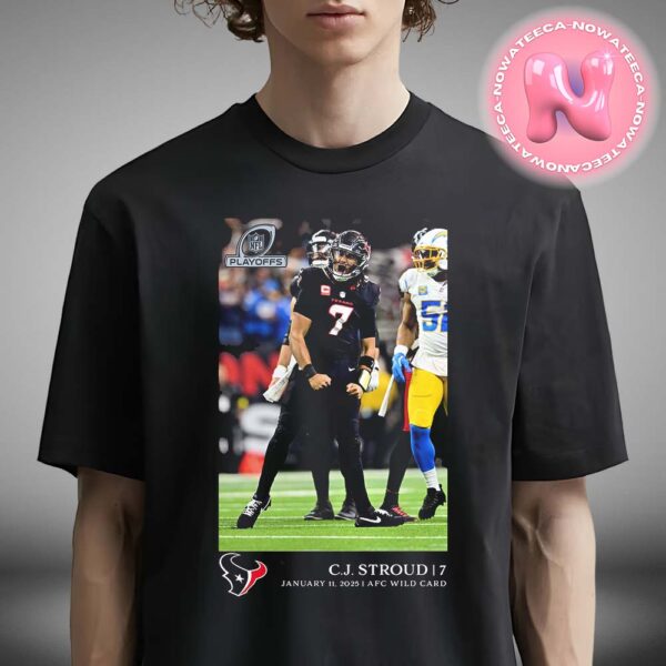 Houston Texans C.J. Stroud Black NFL Flash Features Wild Card Unisex T-Shirt