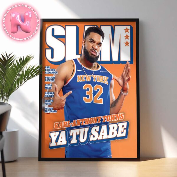 Karl Anthony Towns From New York Knicks On Slam 254 Cover Magazine Gold Metal Version NBA Home Decor Poster Canvas