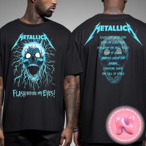 Metallica Official New Limited Design Flash Before My Eyes By Puis Calzada Exclusive Ride The Lightning 40th Anniversary Two Sides Unisex T-Shirt