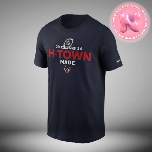 Nike Houston Texans Navy Blue 2024 Playoff NFL Season Participant Two Sides Unisex T-Shirt