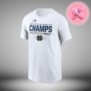 Nike White Notre Dame Fighting Irish College Football Playoff 2025 Orange Bowl Champions Locker Room NCAA Unisex T-Shirt