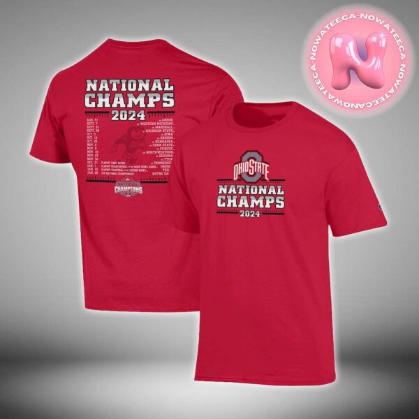 Ohio State Buckeyes Champion College Football Playoff 2024 National Champions Schedule Two Sides Unisex T-Shirt