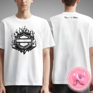 Post Malone x Harle Davidson Flaming Bar Shield Tee Two Sides Unisex T-Shirt