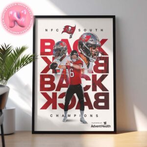 Tampa Bay Buccaneers 2024 NFC South Division Champions Back To Back To Back Home Decor Poster Canvas