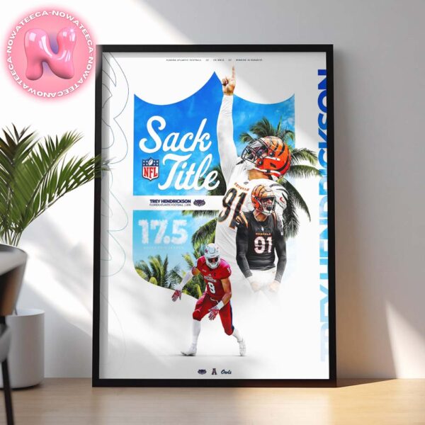 The NFL Sack King Trey Hendrickson Florida Atlantic Football 17.5 Sacks This Season Home Decor Poster Canvas