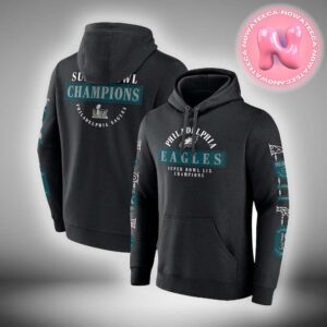 Black Philadelphia Eagles Super Bowl LIX Champions Pullover All Over Print Hoodie