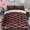 Gucci Bee Big Logo In Monogram Luxury Brand Background With Stripe Duvet Cover Set