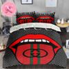 Gucci Luxury Brand Monogram Pattern Black Logo Stripe Duvet Cover Bedding Set