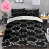 Gucci Luxury Brand Monogram Pattern Collab Logo Stripe Duvet Cover Bedding Set