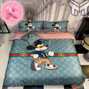 Gucci Mickey Mouse Fashion Luxury Brand Bedding Set Home Decor