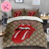 Gucci With Snake Vintage Luxury Brand Monogram Pattern Logo Stripe Duvet Cover Bedding Set