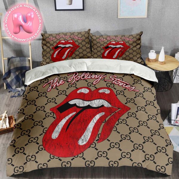 Gucci With The Rolling Stones Luxury Brand Big Logo Monogram Bedding Set