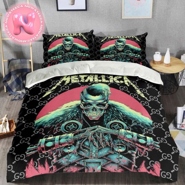 Gucci x Metallica Vintage Monogram Pattern Luxury Bedding Set