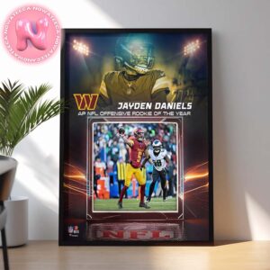 Jayden Daniels Washington Commanders 2024 NFL Offensive Rookie Of The Year Collage Home Decor Poster Canvas