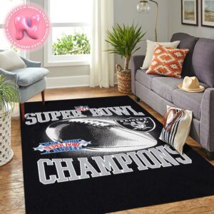 Las Vegas Raiders Hall Of NFL Champions super Bowl XVIII Rug Home Decor