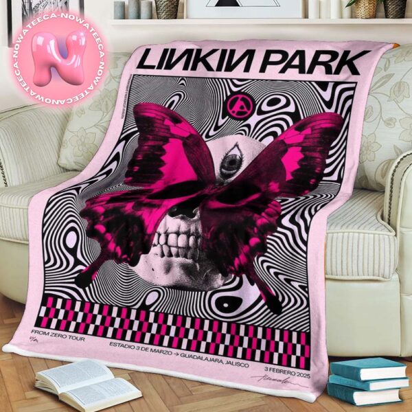 Linkin Park From Zero World Tour 2025 Live Show Music Poster For Guadalajara Jalisco On 3th Febrero 2025 Mexico Blanket