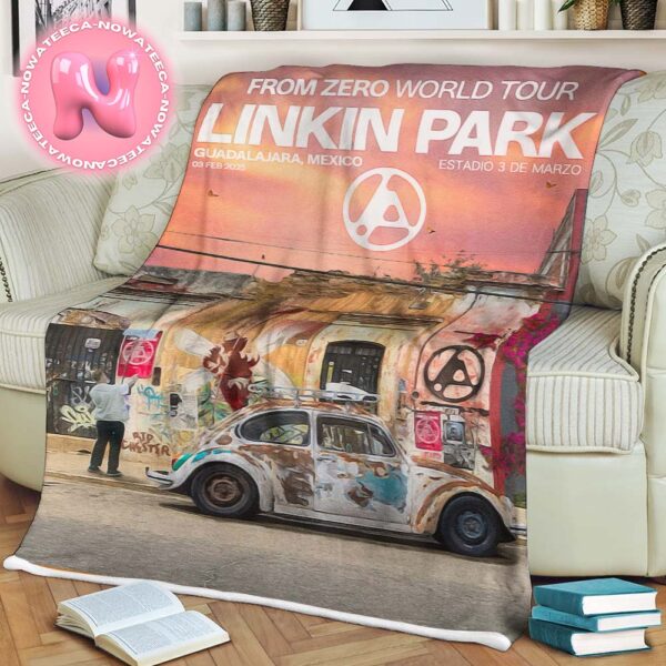 Linkin Park From Zero World Tour Poster For Guadalajara Mexico Estadio 3 De Marzo On Feb 3rd 2025 Blanket