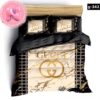 Luxury Gucci Bee With Vintage Monogram Background Bedding Set