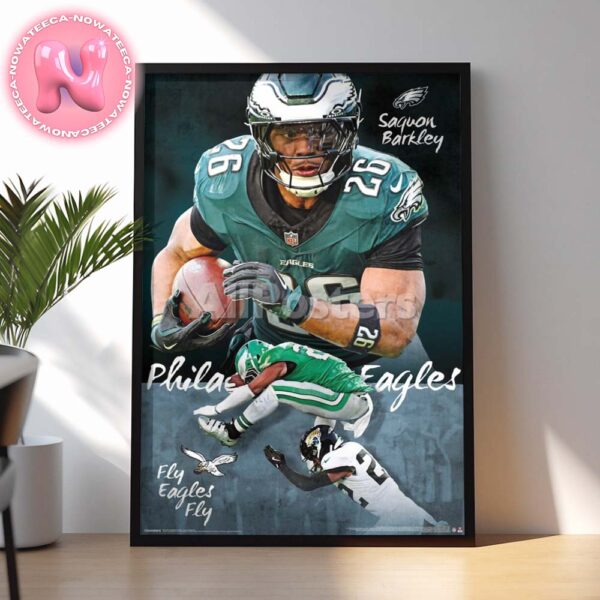 Philadelphia Eagles Saquon Barkley 25 NFL Season Home Decor Poster Canvas