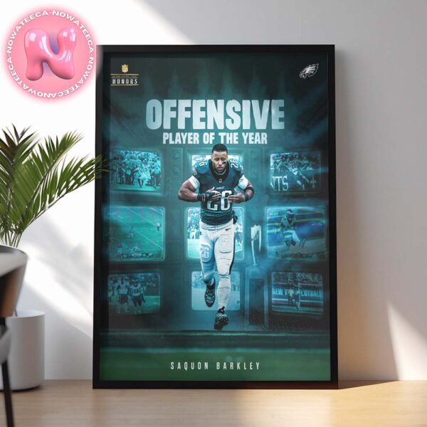 Saquon Barkley Offensive Player Of The Year NFL Season 2025 Philadelphia Eagles Home Decor Poster Canvas