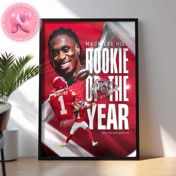 Xavier Worthy Winning The Mack Lee Hill Rookie Of The Year Award Kansas City Chiefs NFL 2025 Season Home Decor Poster Canvas